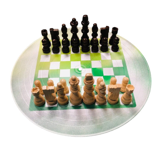 Vinyl Chess Set - Green Chrome