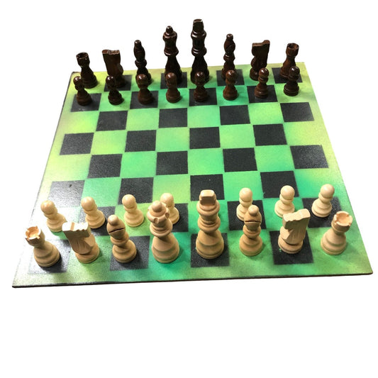 Painted Chess Set - Lemon Green