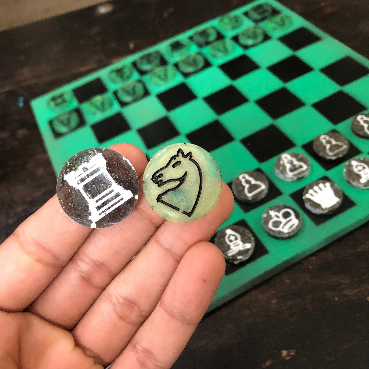 Painted Chess Set - Supreme Green