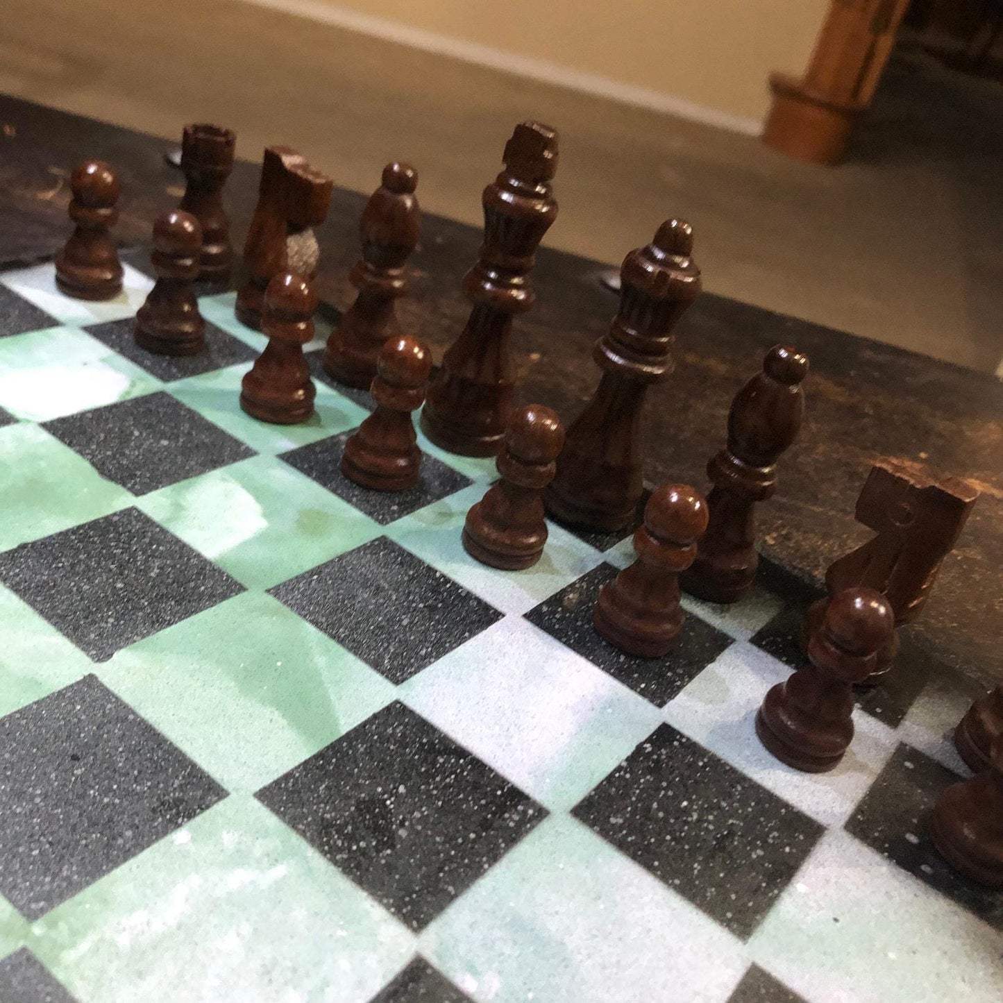 Scrapbook Chess Set - Green & Black