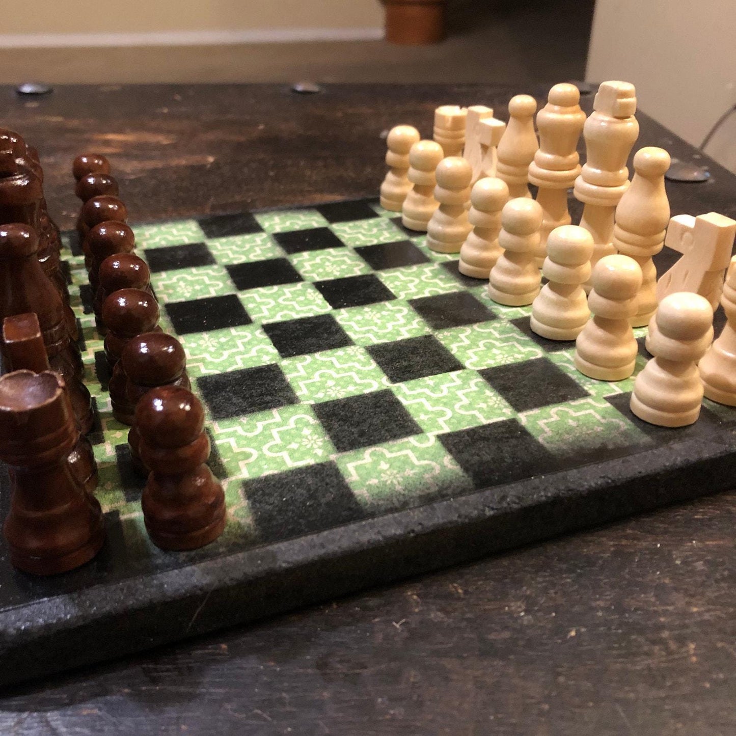 Scrapbook Chess Set - Green Pattern