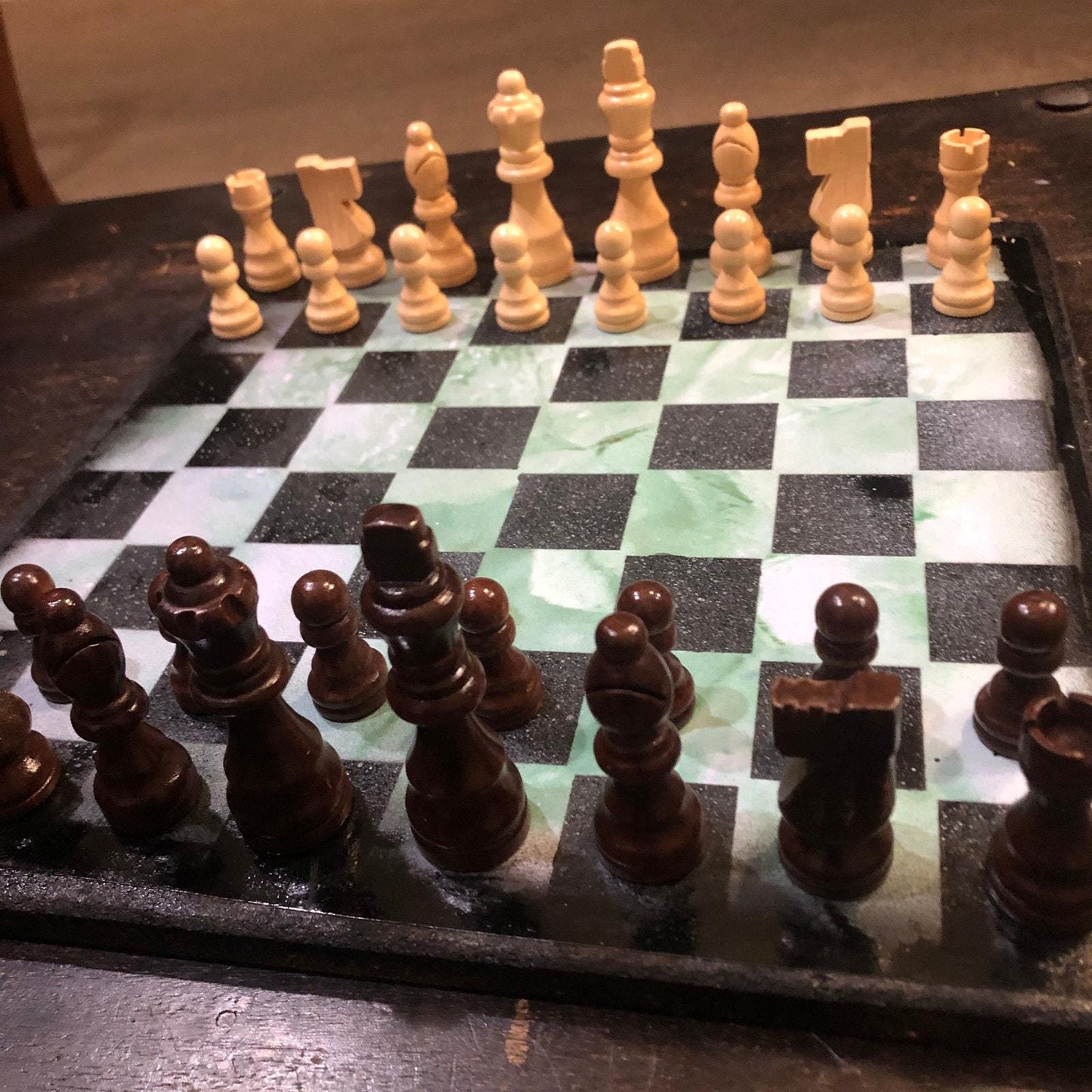 Scrapbook Chess Set - Green & Black