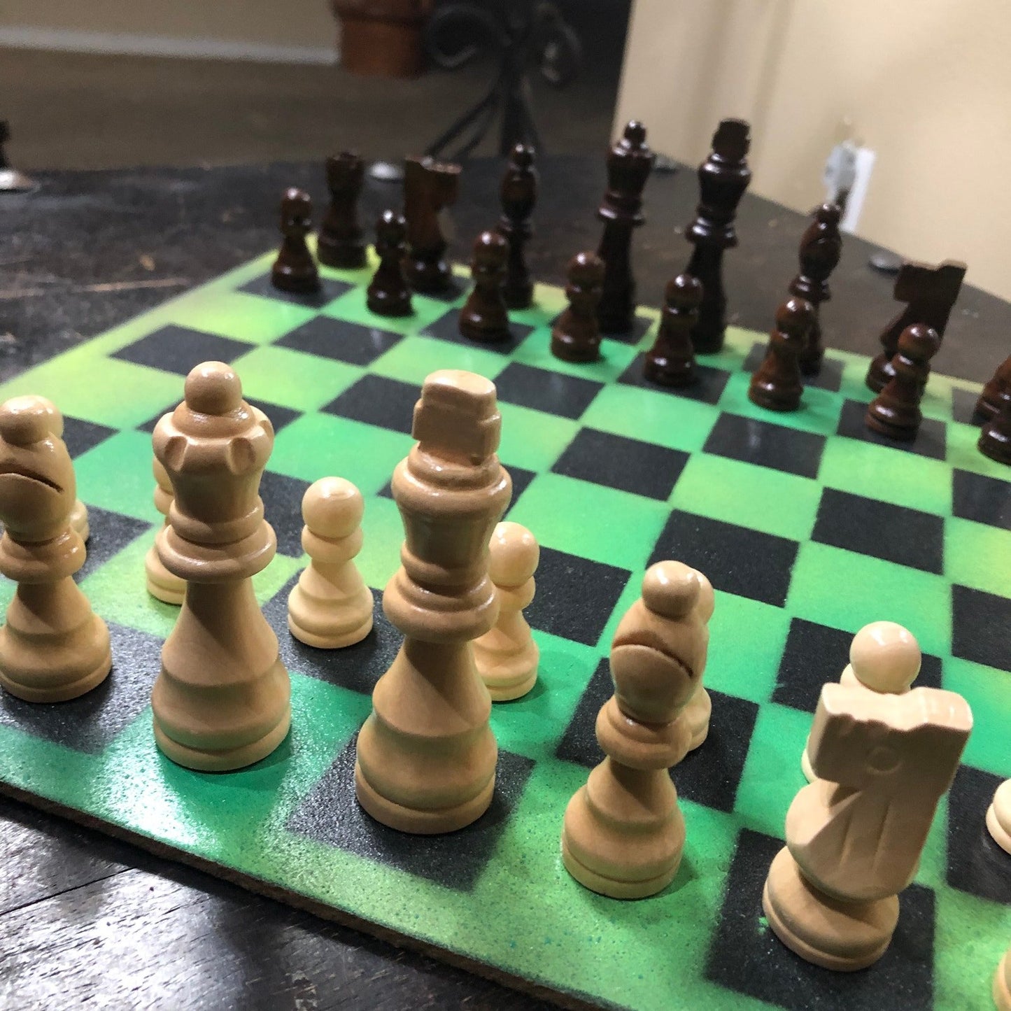Painted Chess Set - Lemon Green