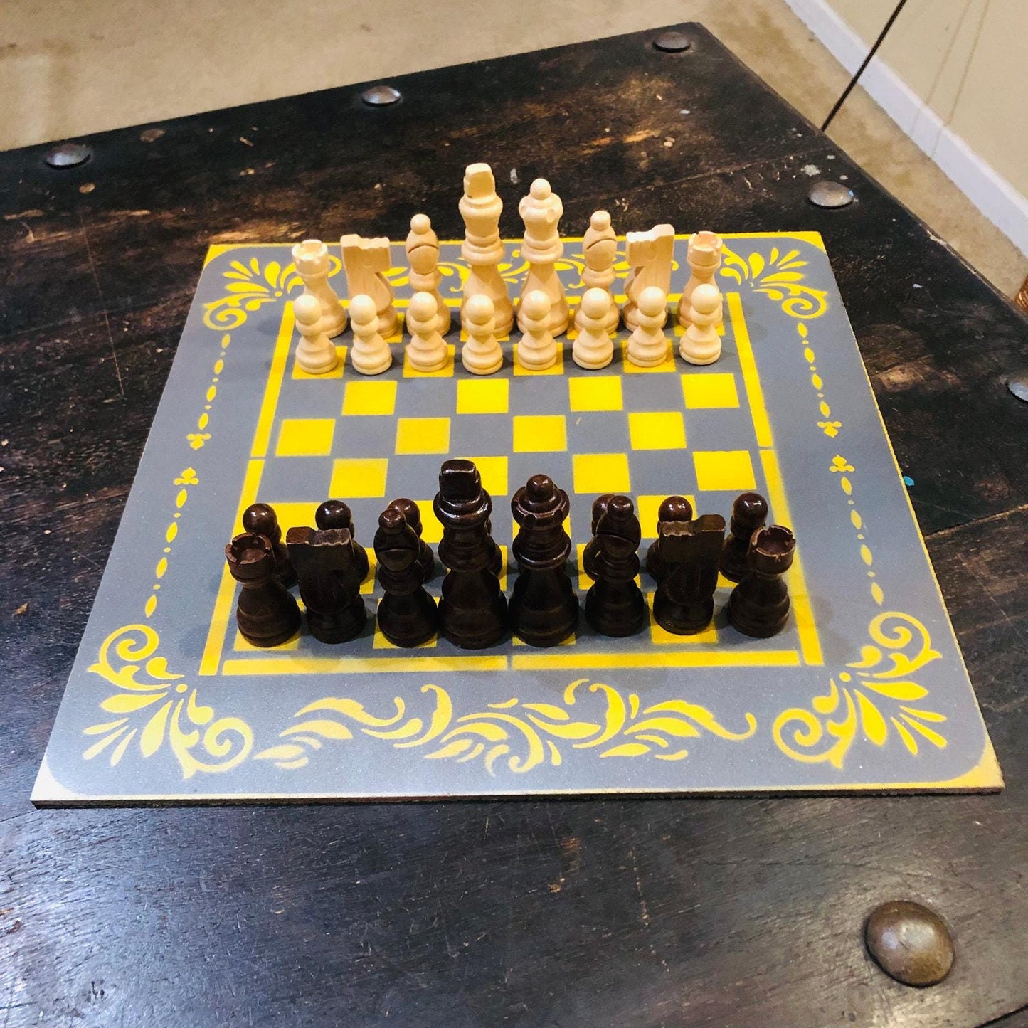 Chess Set - Gray & Yellow