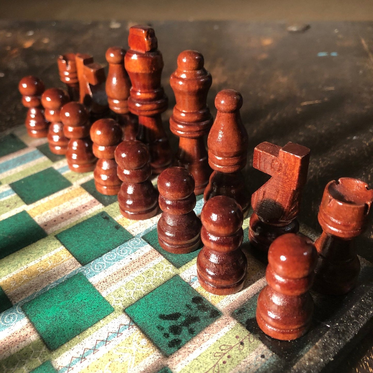 Scrapbook Chess Set - Green Vintage