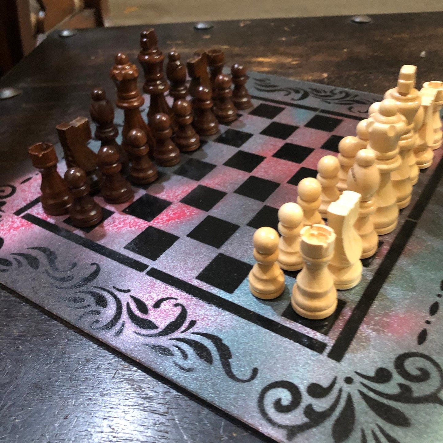 Chess Set - Red Green Galaxy