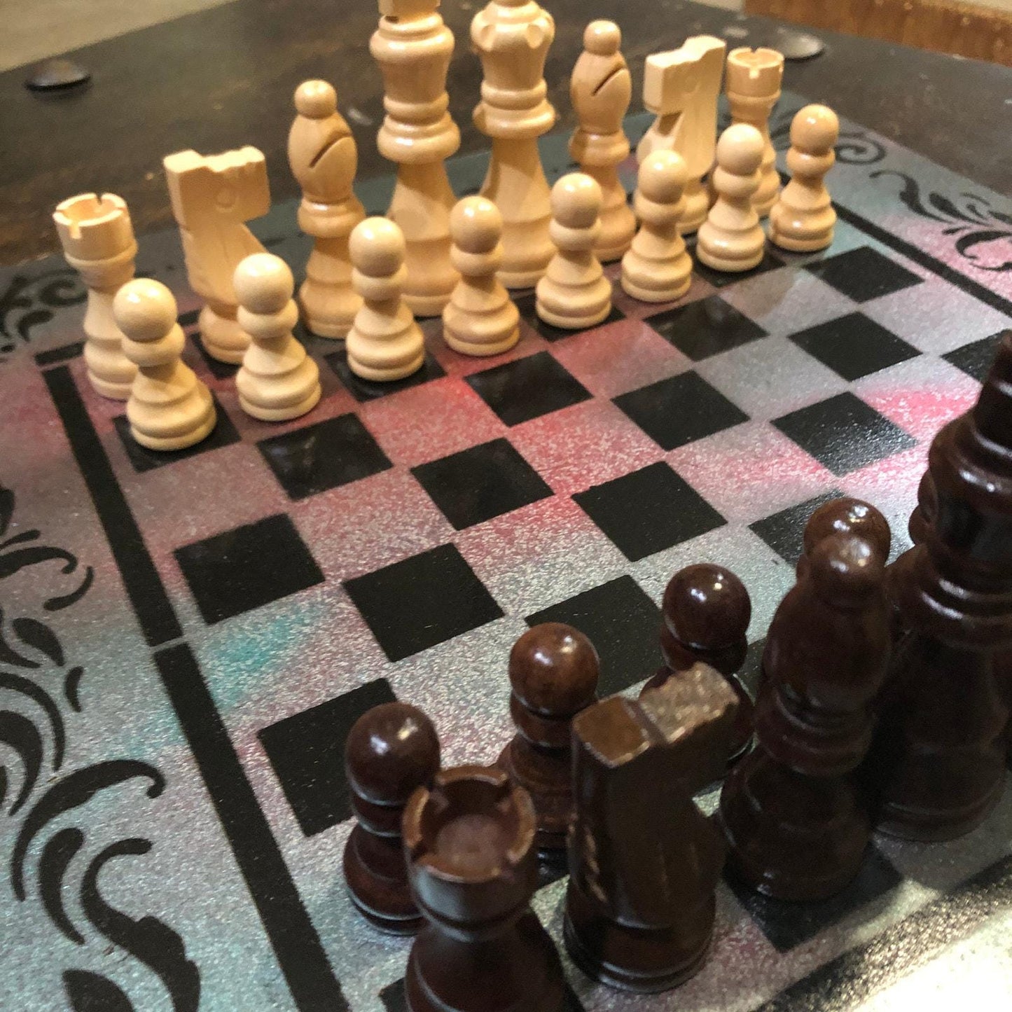 Chess Set - Red Green Galaxy