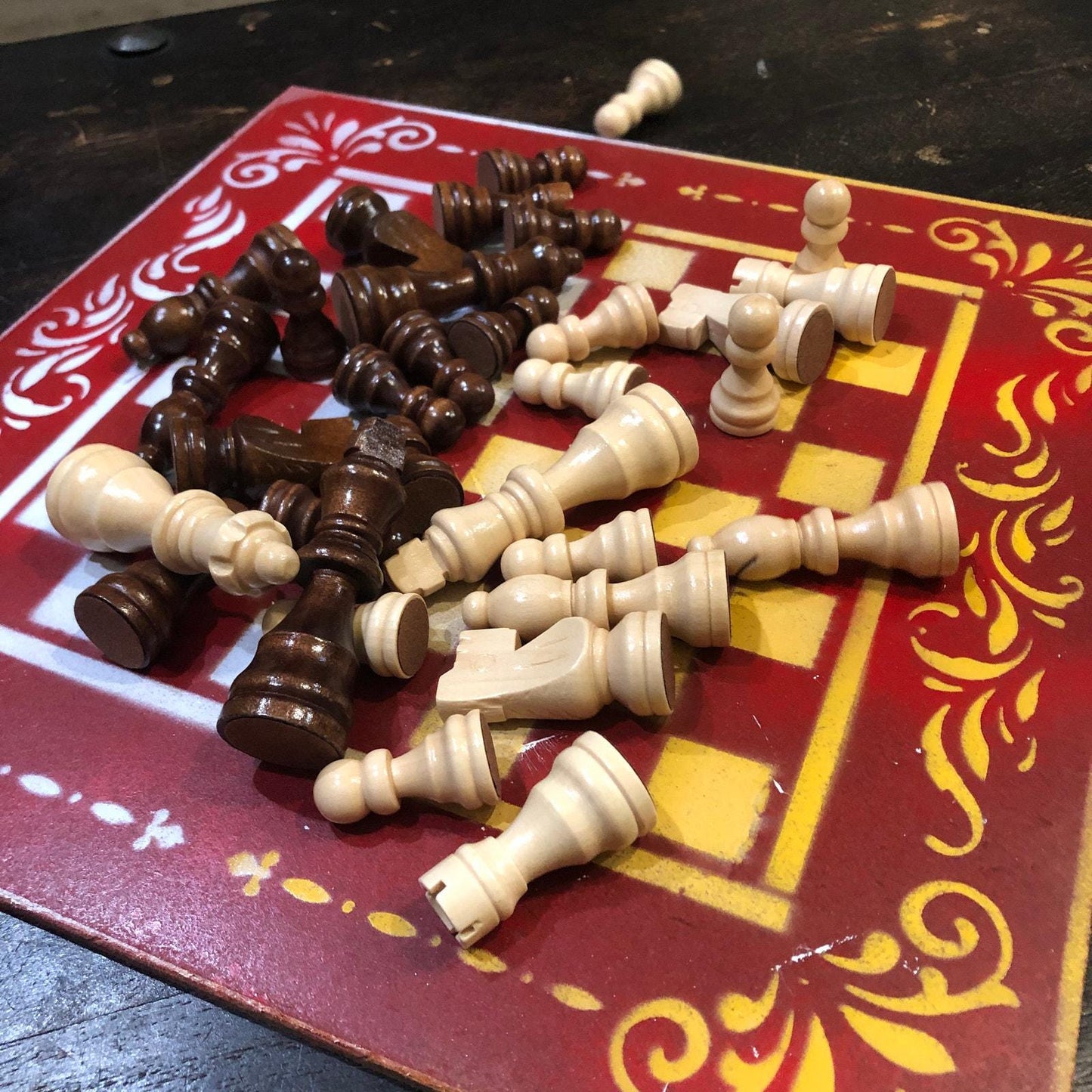 Chess Set - Red White & Yellow