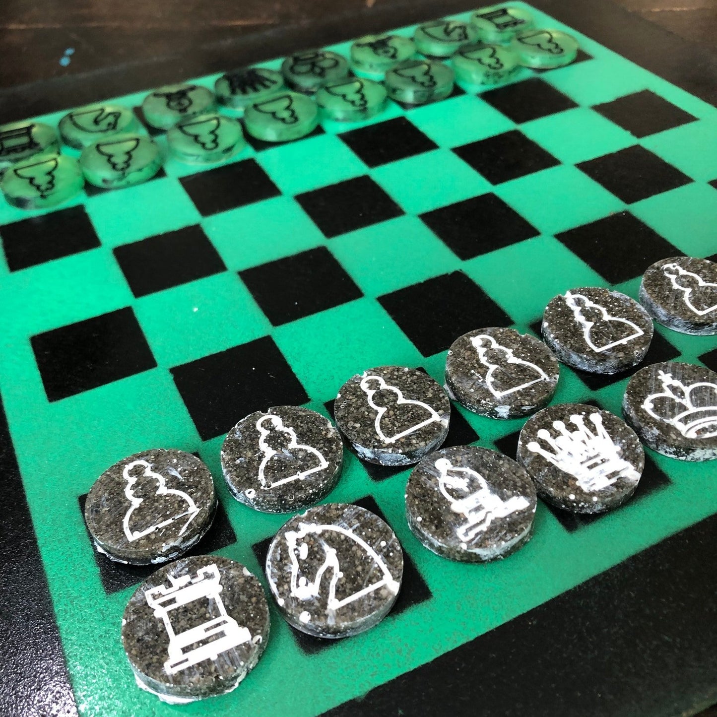 Painted Chess Set - Speed Green (Resin Pieces)