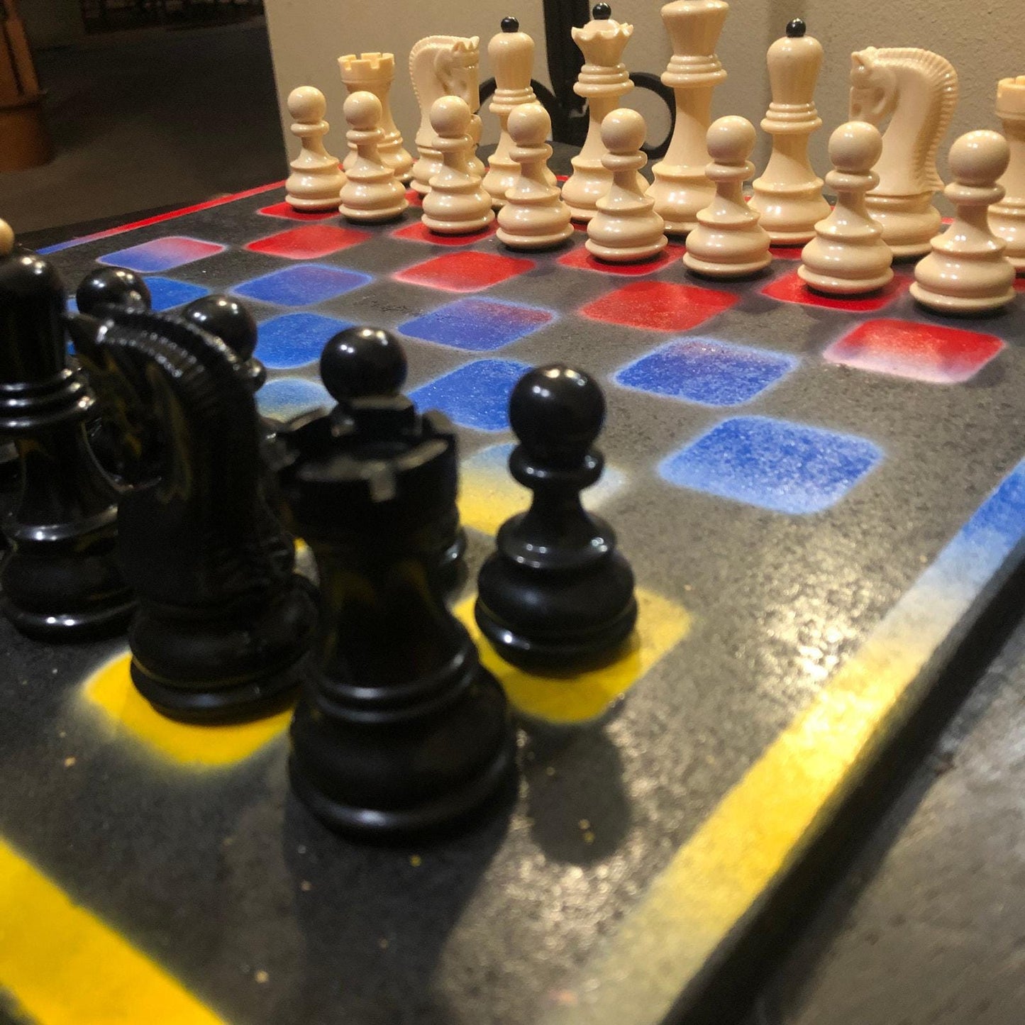 Large Chess Set - Red Blue & Yellow Mix