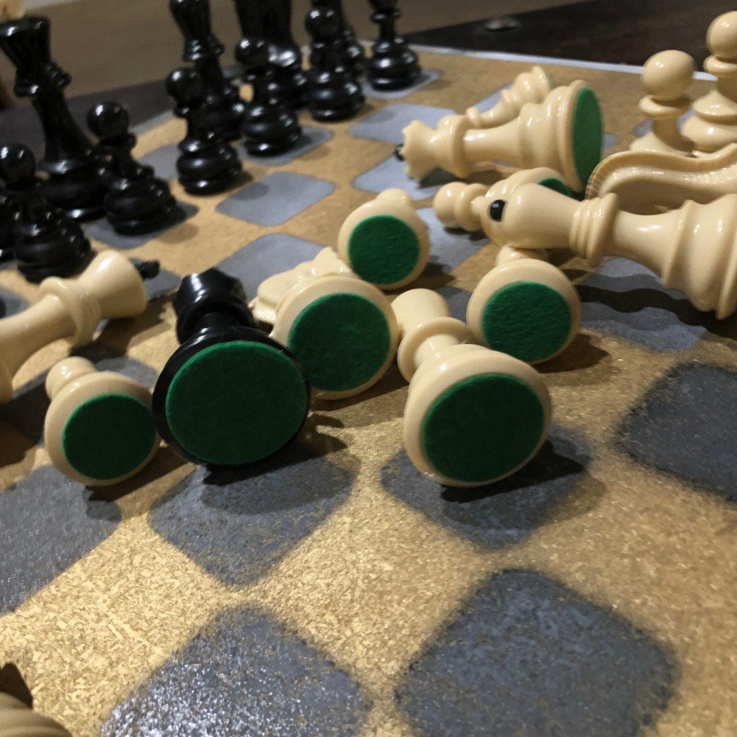 Large Painted Chess Set - Gold & Gray