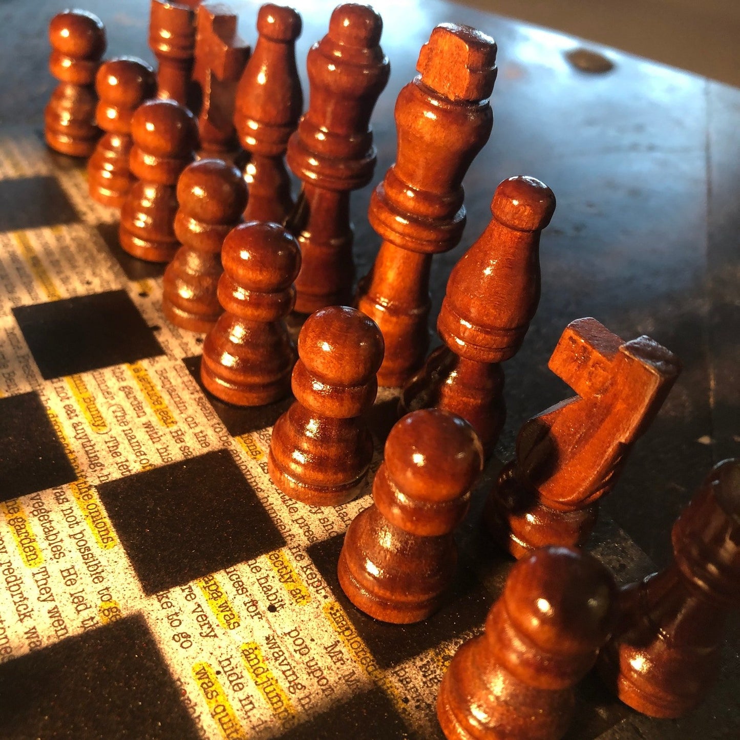 Scrapbook Chess Set - Highlighted Newspaper