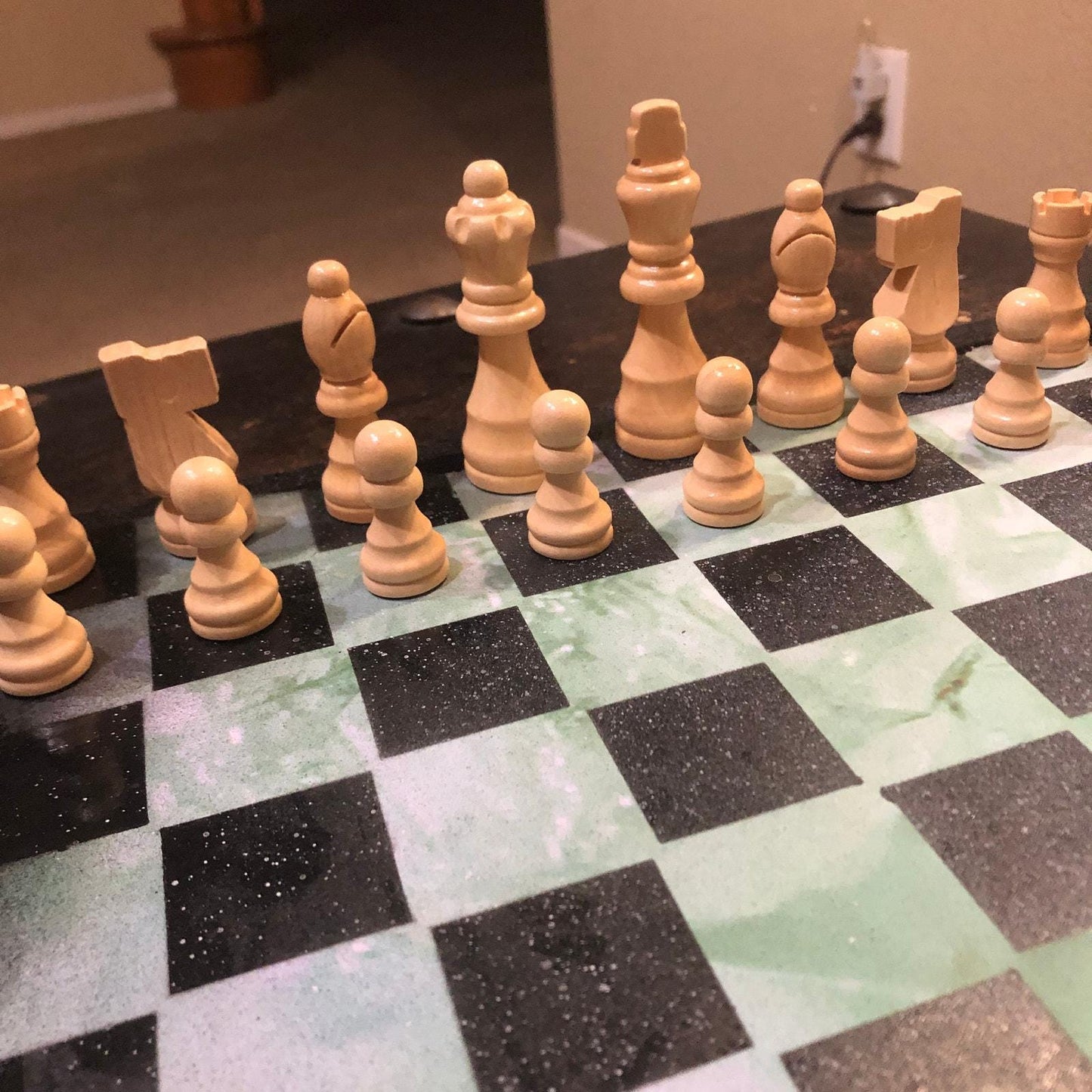 Scrapbook Chess Set - Green & Black