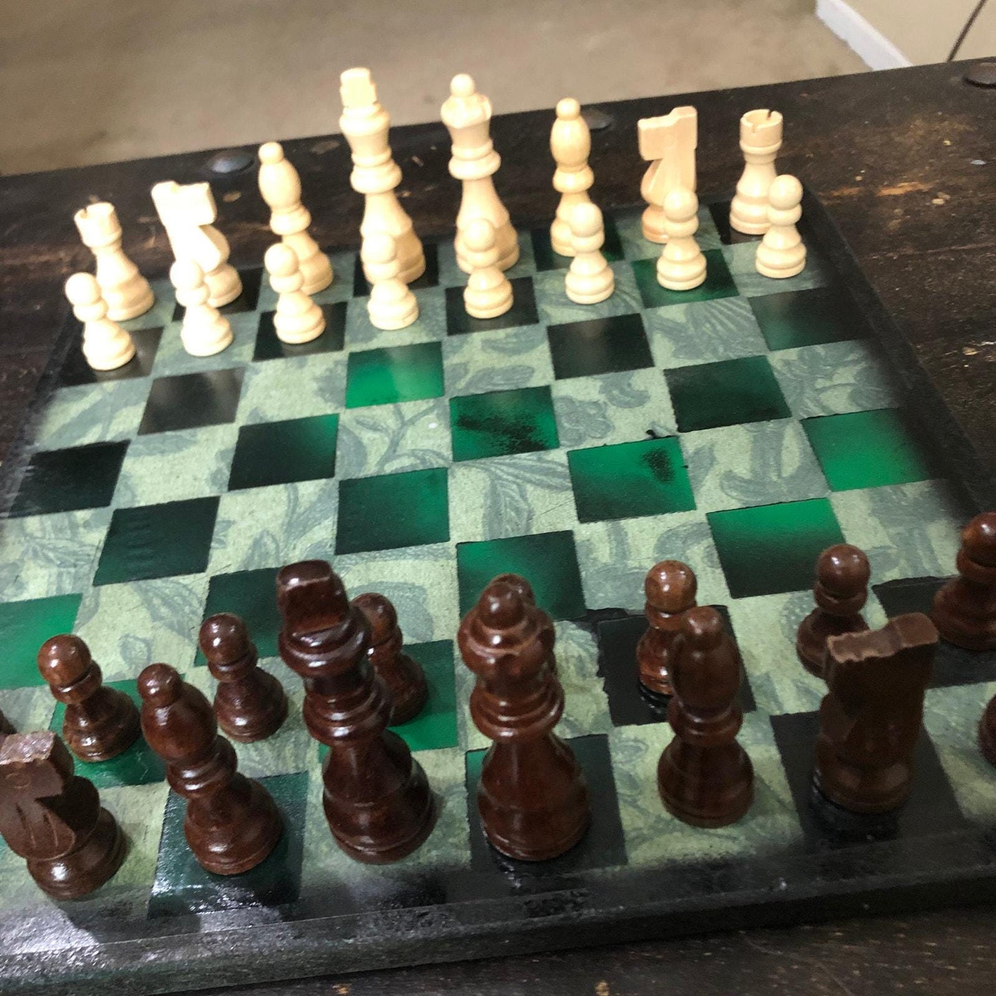Scrapbook Chess Set - Vintage Green