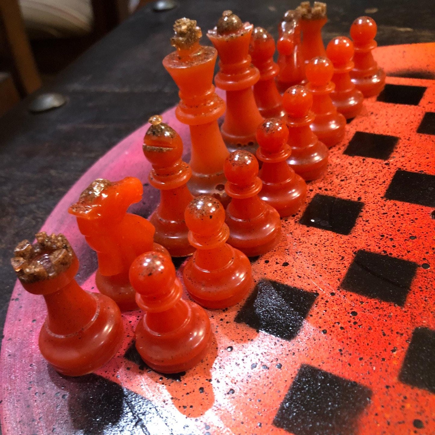 Vinyl Chess Set - Lava Orange (Resin Pieces)