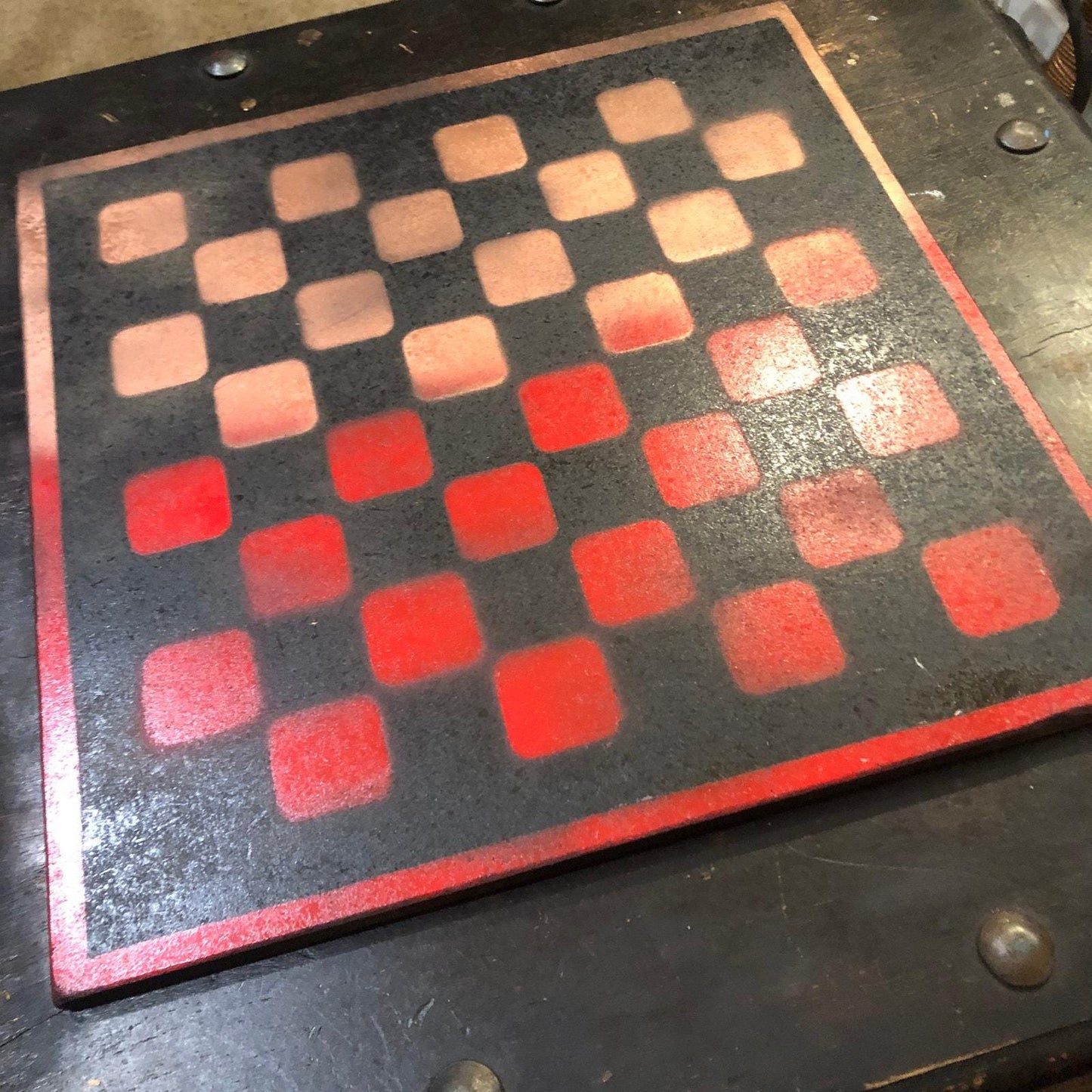 Large Chess Set - Black, Red & Bronze