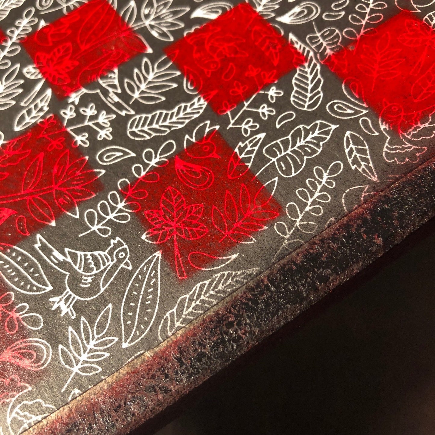 Scrapbook Chess Set - Red & Black Vintage Flower
