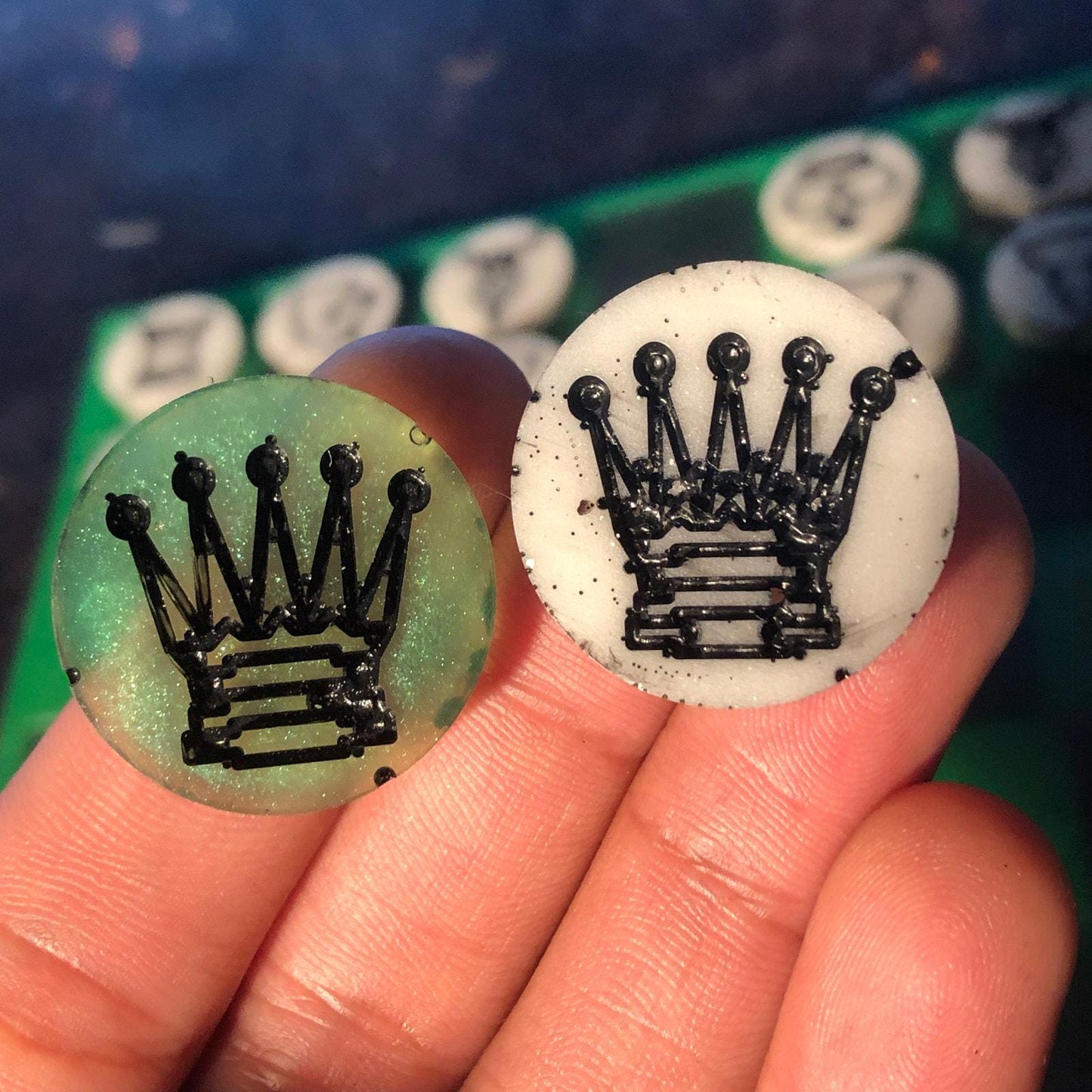 Handmade Resin Chess Set - Forest Green