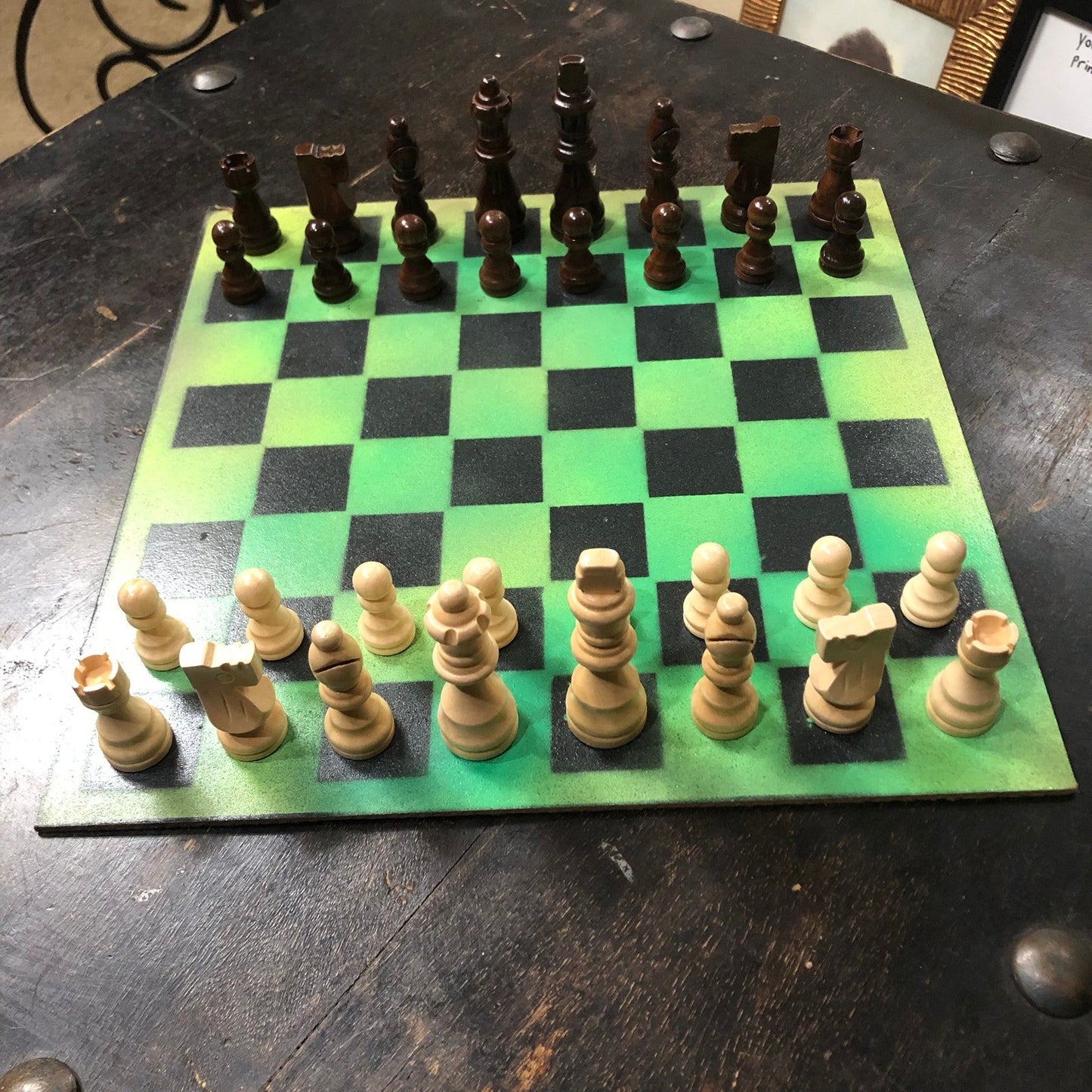 Painted Chess Set - Lemon Green