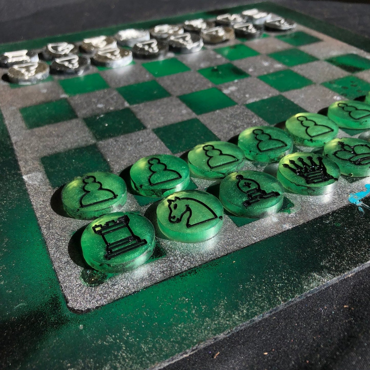 Chess Set - Silver Green