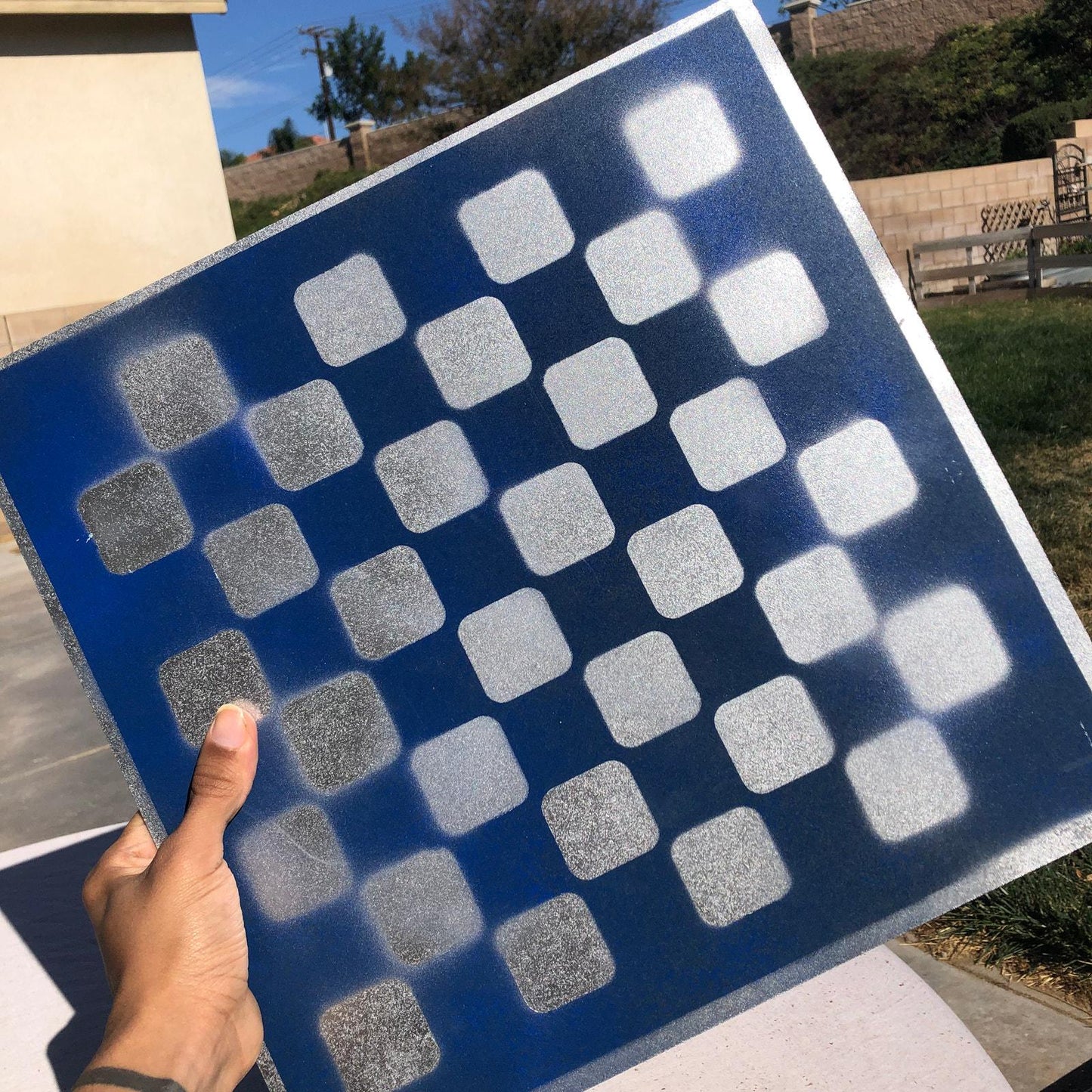 Large Chess Set - Blue Chrome