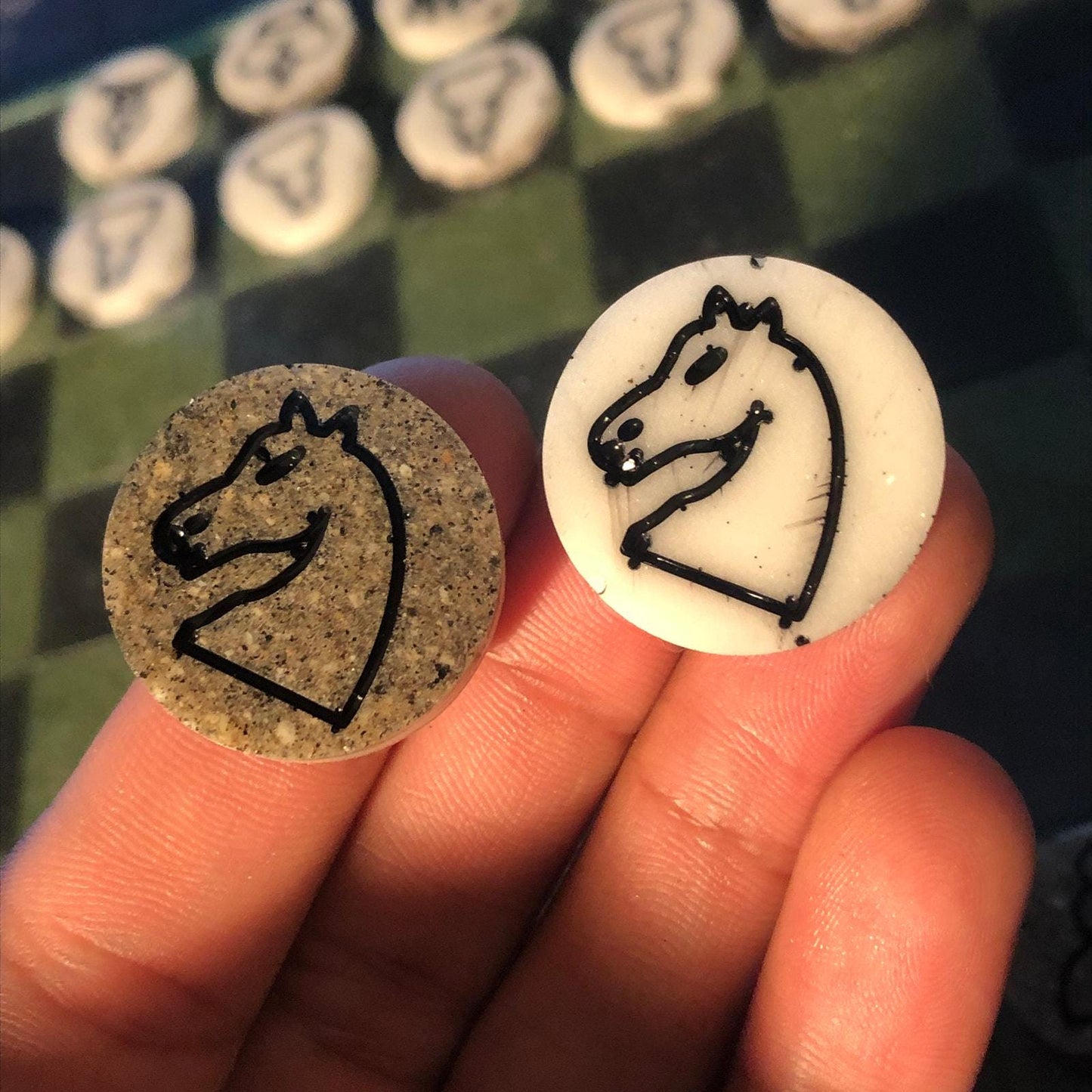 Handmade Resin Chess Set - Army Green