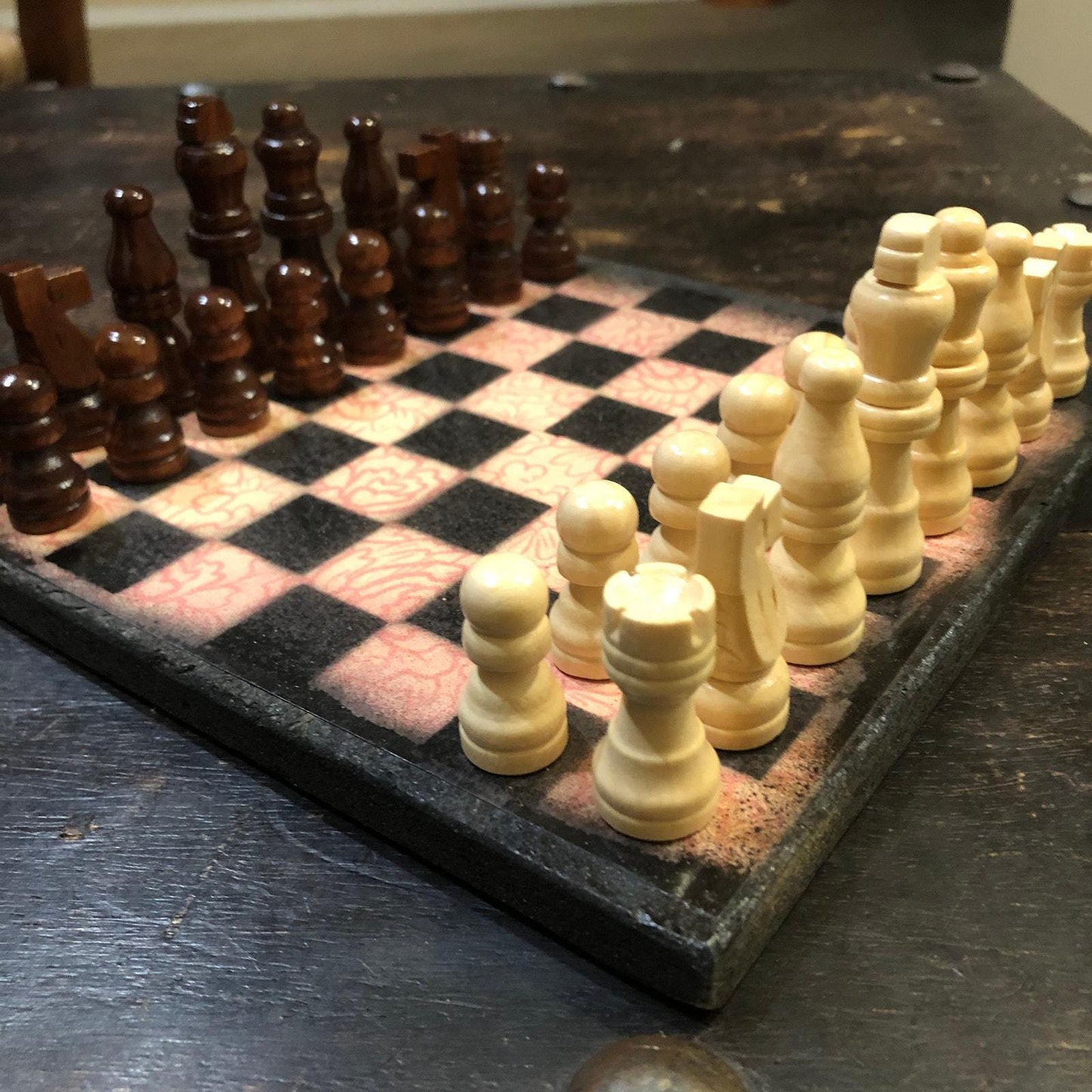 Scrapbook Chess Set - Sunset Orange Flower