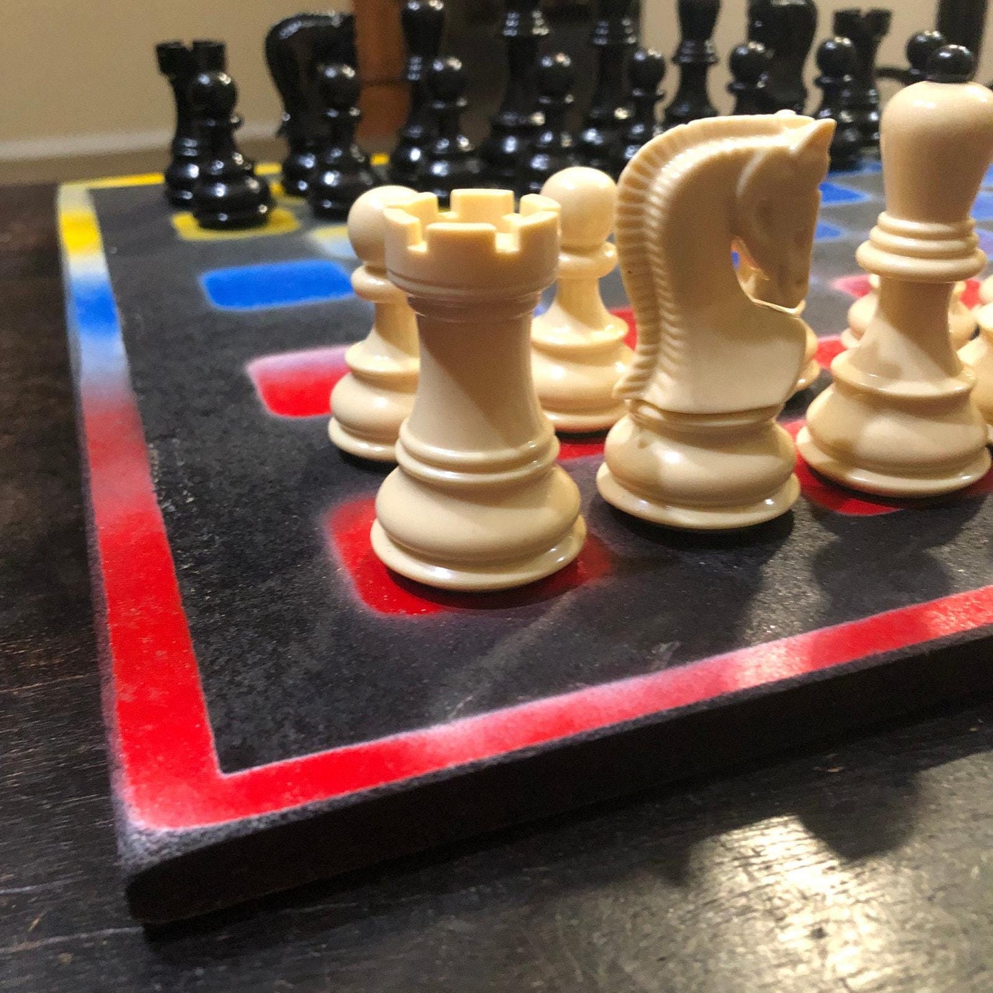 Large Chess Set - Red Blue & Yellow Mix