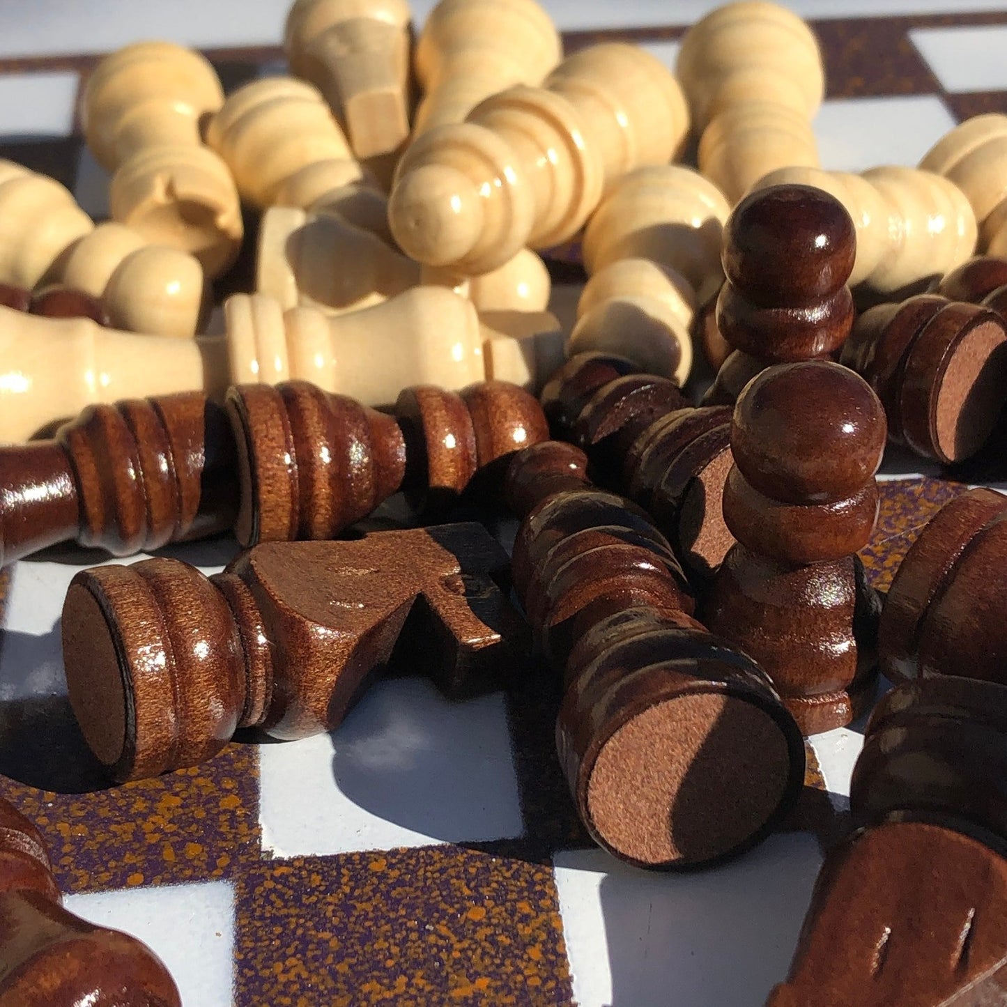 Vinyl Chess Set -  Brown Orange Drizzle