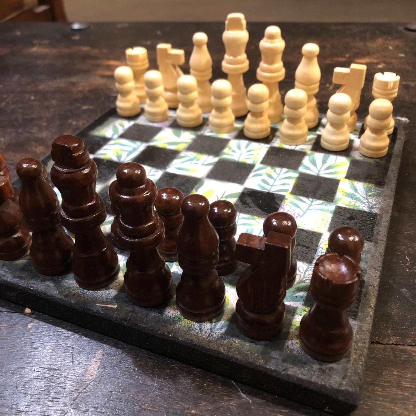 Scrapbook Chess Set - Green Plants
