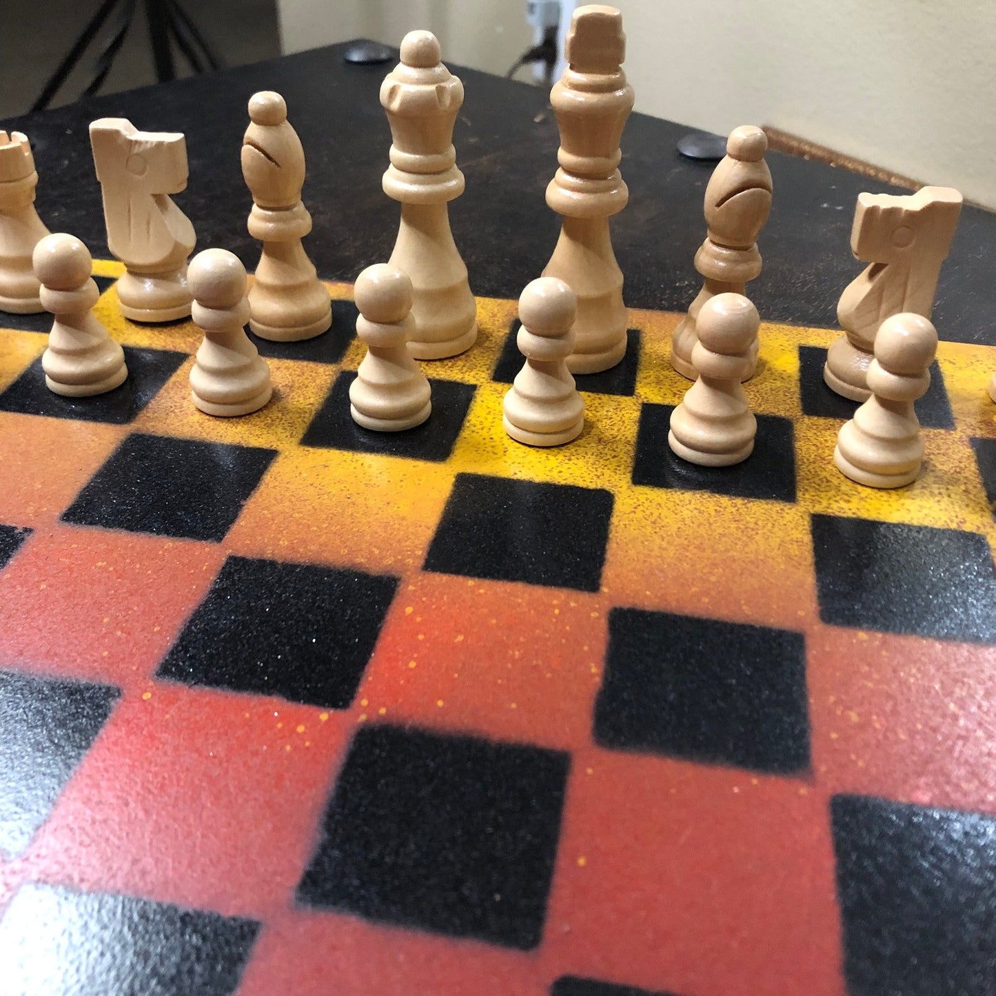 Painted Chess Set - Red & Yellow Mix