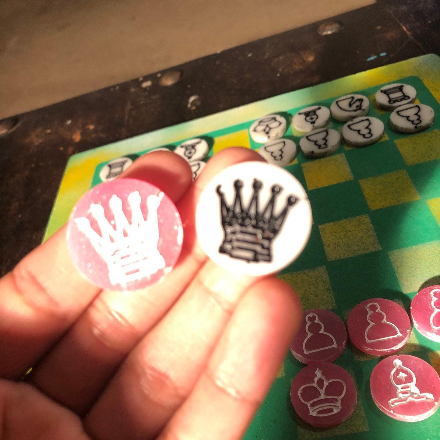 Chess Set - Yellow Green & Pink Mix