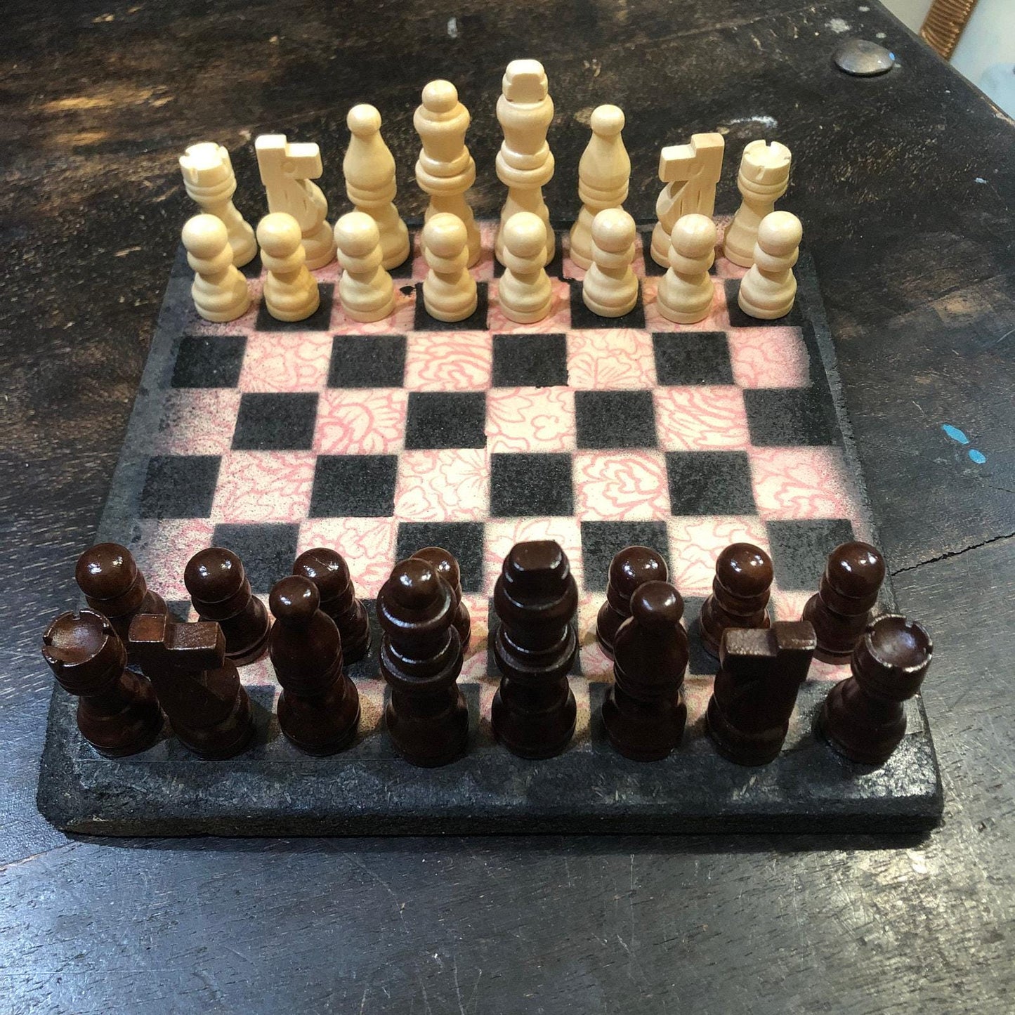 Scrapbook Chess Set - Sunset Orange Flower