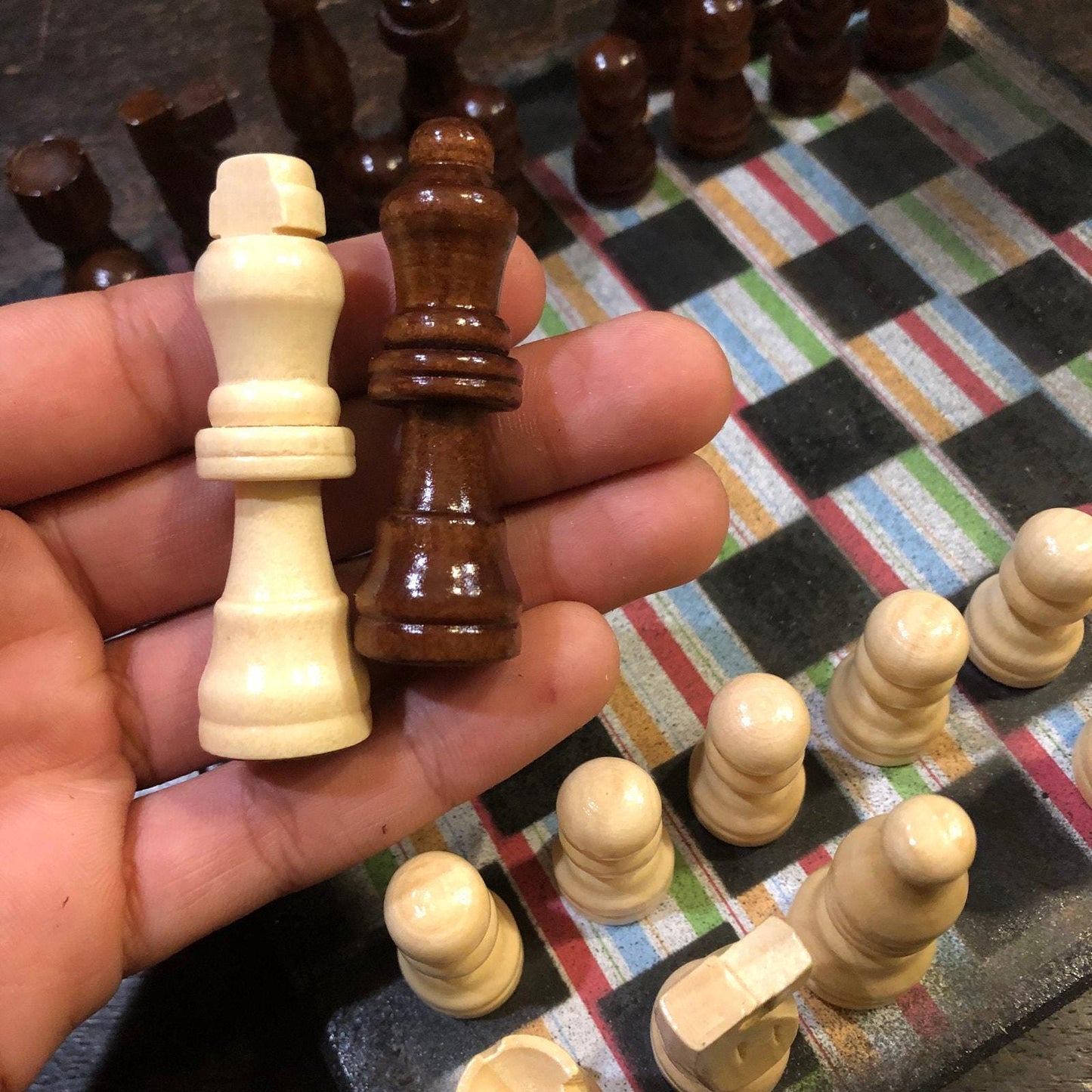 Scrapbook Chess Set - Colorful Lines