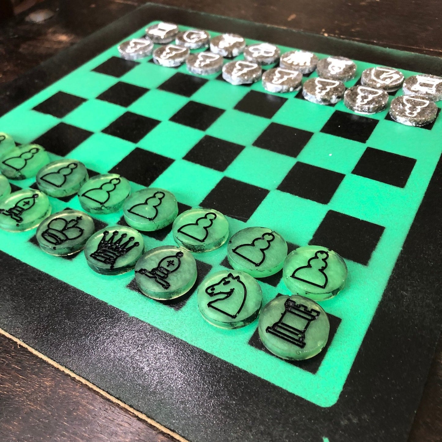 Painted Chess Set - Speed Green (Resin Pieces)