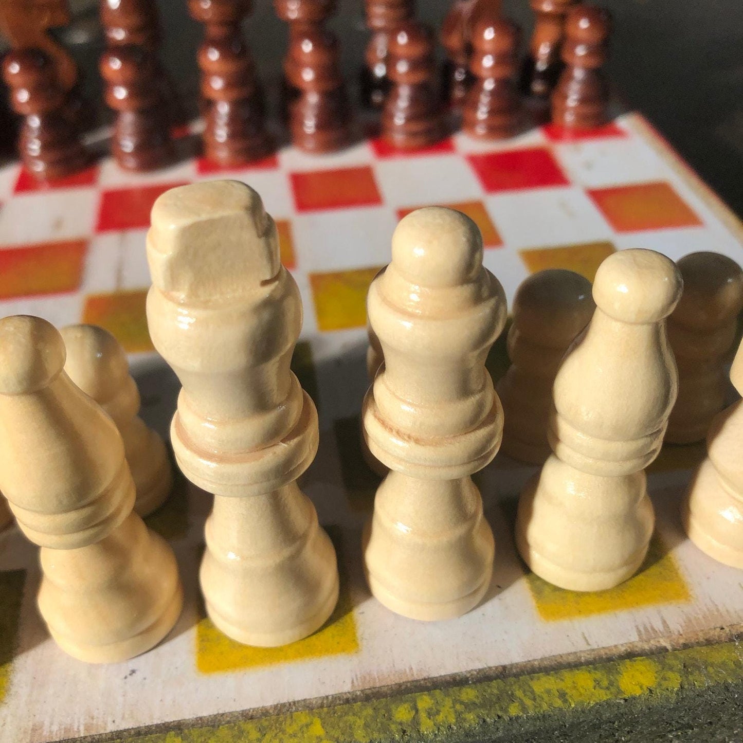 Scrapbook Chess Set - Red & Yellow