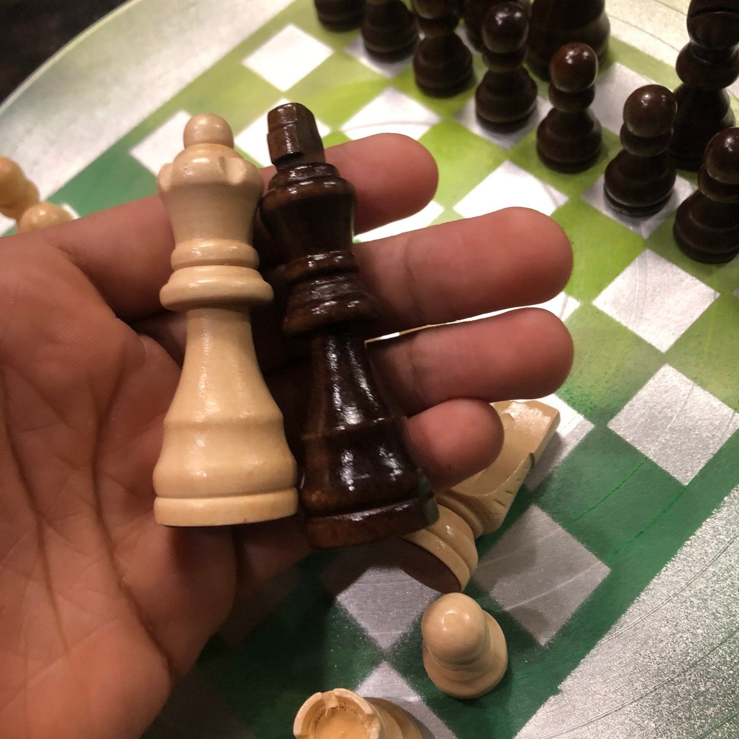 Vinyl Chess Set - Green Chrome
