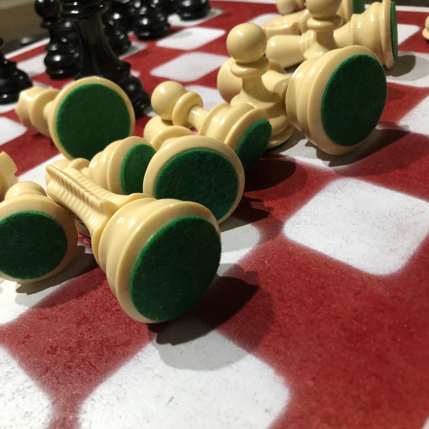 Large Painted Chess Set - Red & White