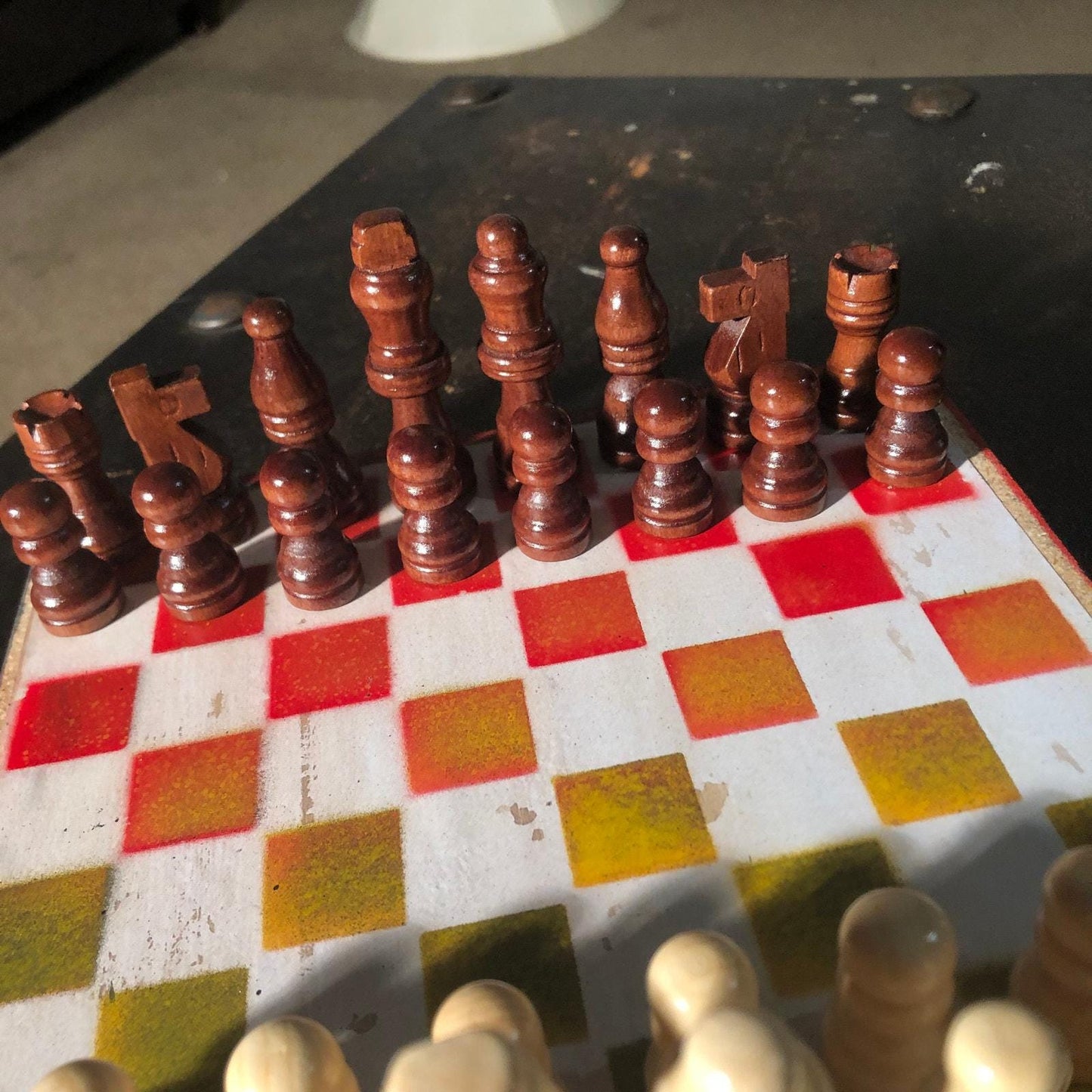 Scrapbook Chess Set - Red & Yellow