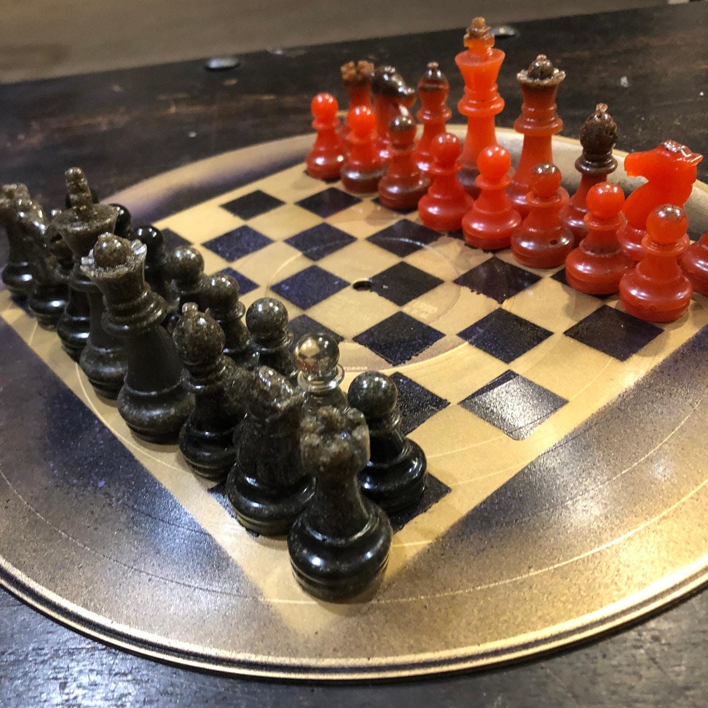 Vinyl Chess Set - Gold Fire Opal (Resin Pieces)