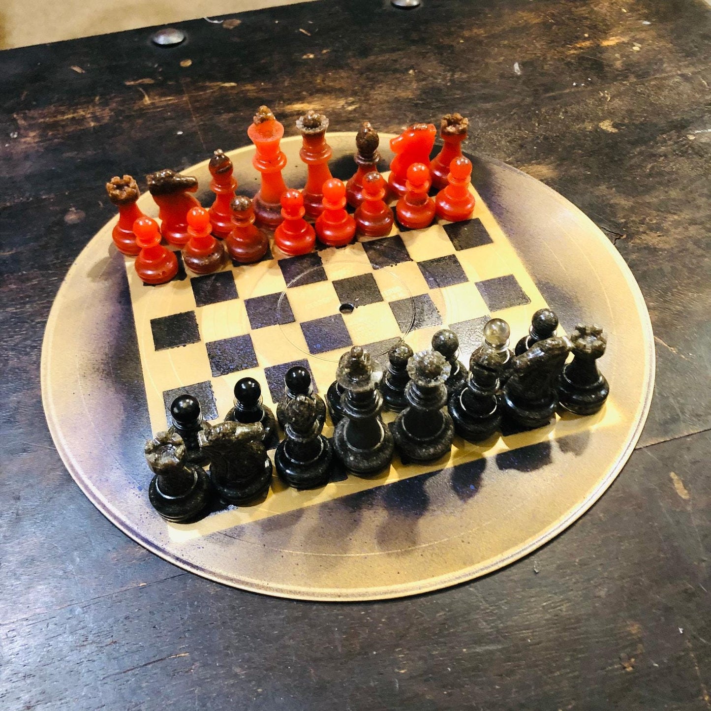 Vinyl Chess Set - Gold Fire Opal (Resin Pieces)