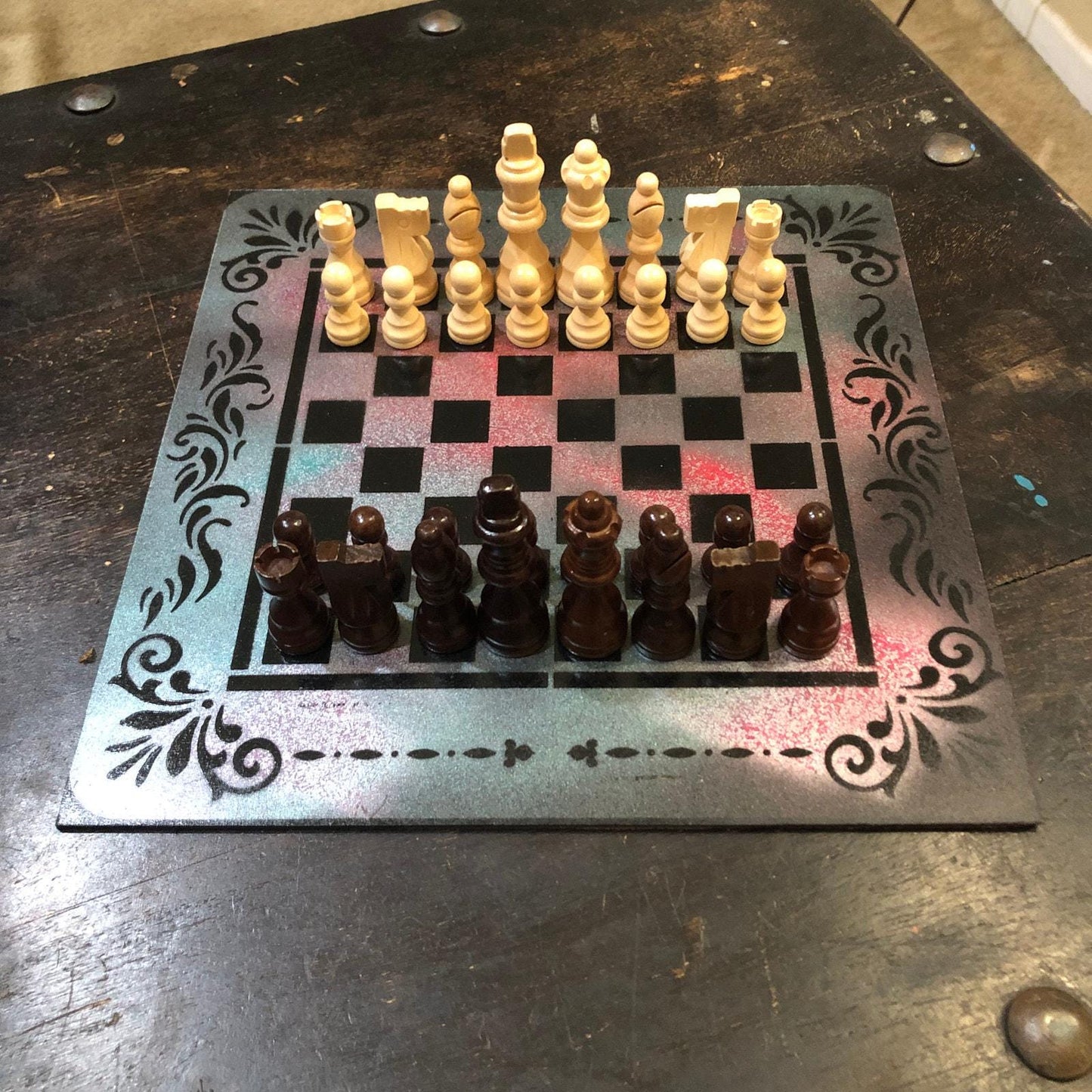 Chess Set - Red Green Galaxy