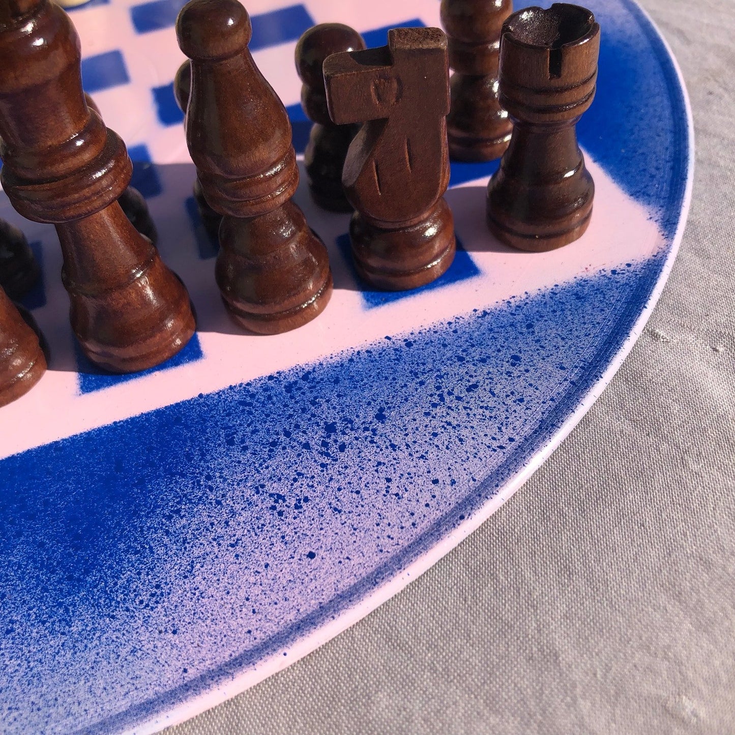 Vinyl Chess Set - Vintage Pink Blue