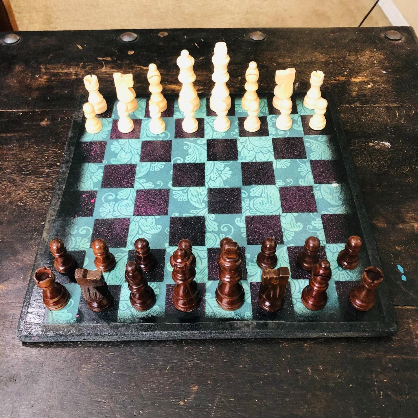 Scrapbook Chess Set - Tropical Green