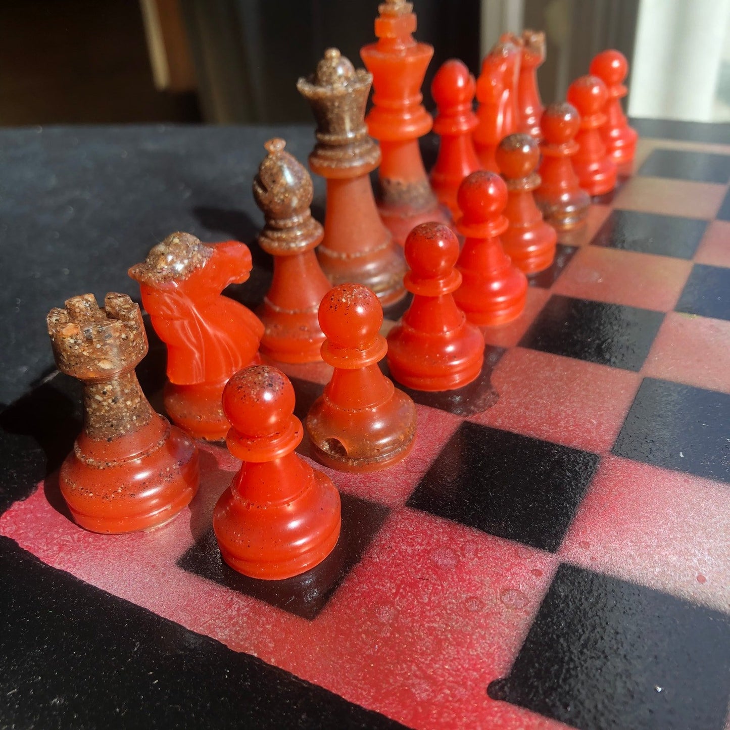 Chess Set - Opal Red Deluxe