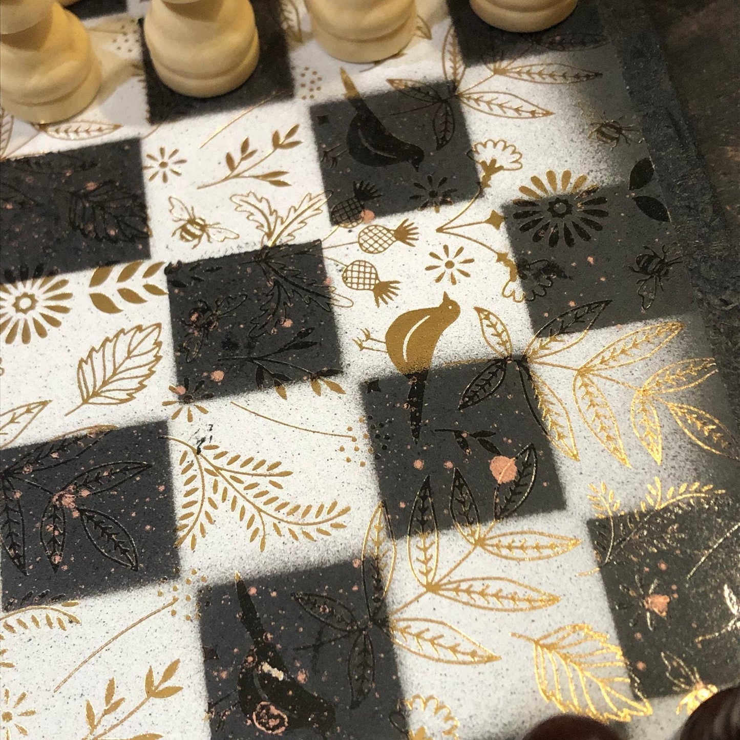 Scrapbook Chess Set - Gold Foil White