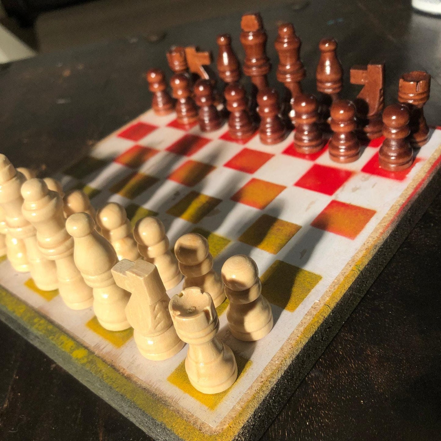 Scrapbook Chess Set - Red & Yellow