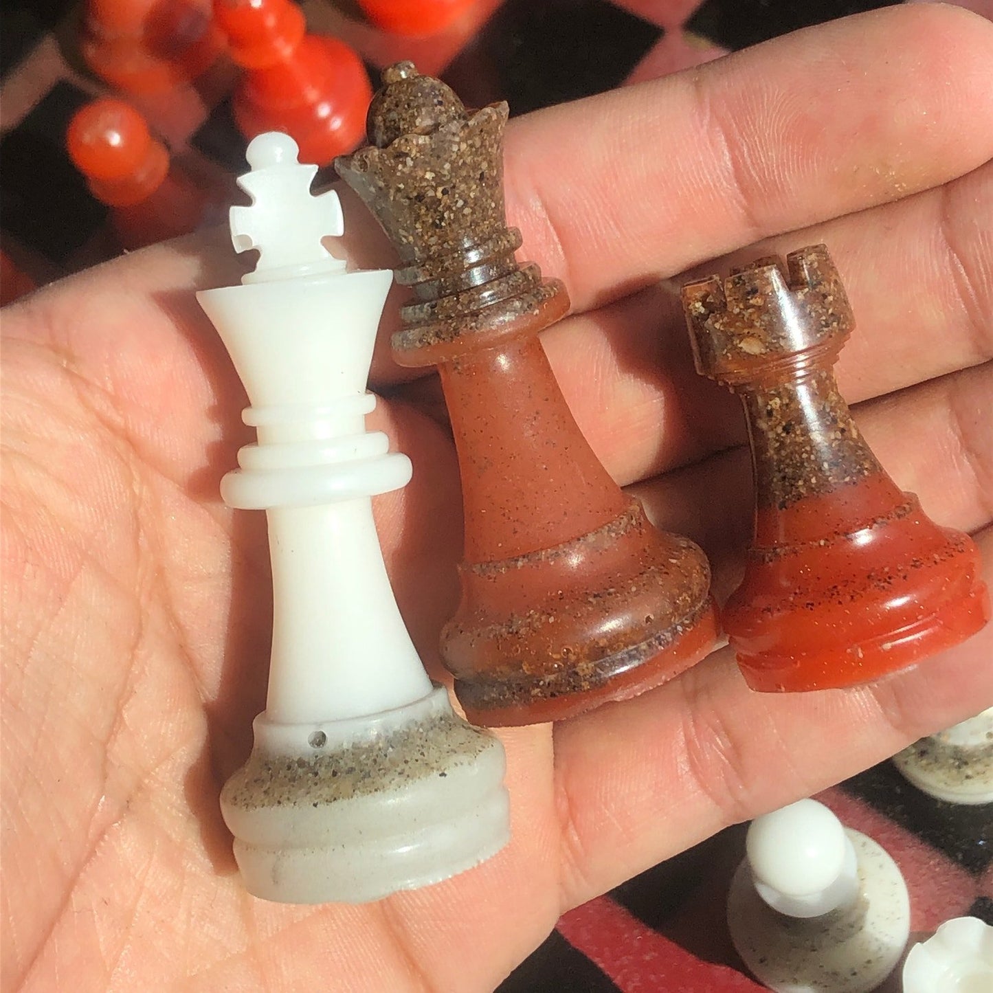 Chess Set - Opal Red Deluxe
