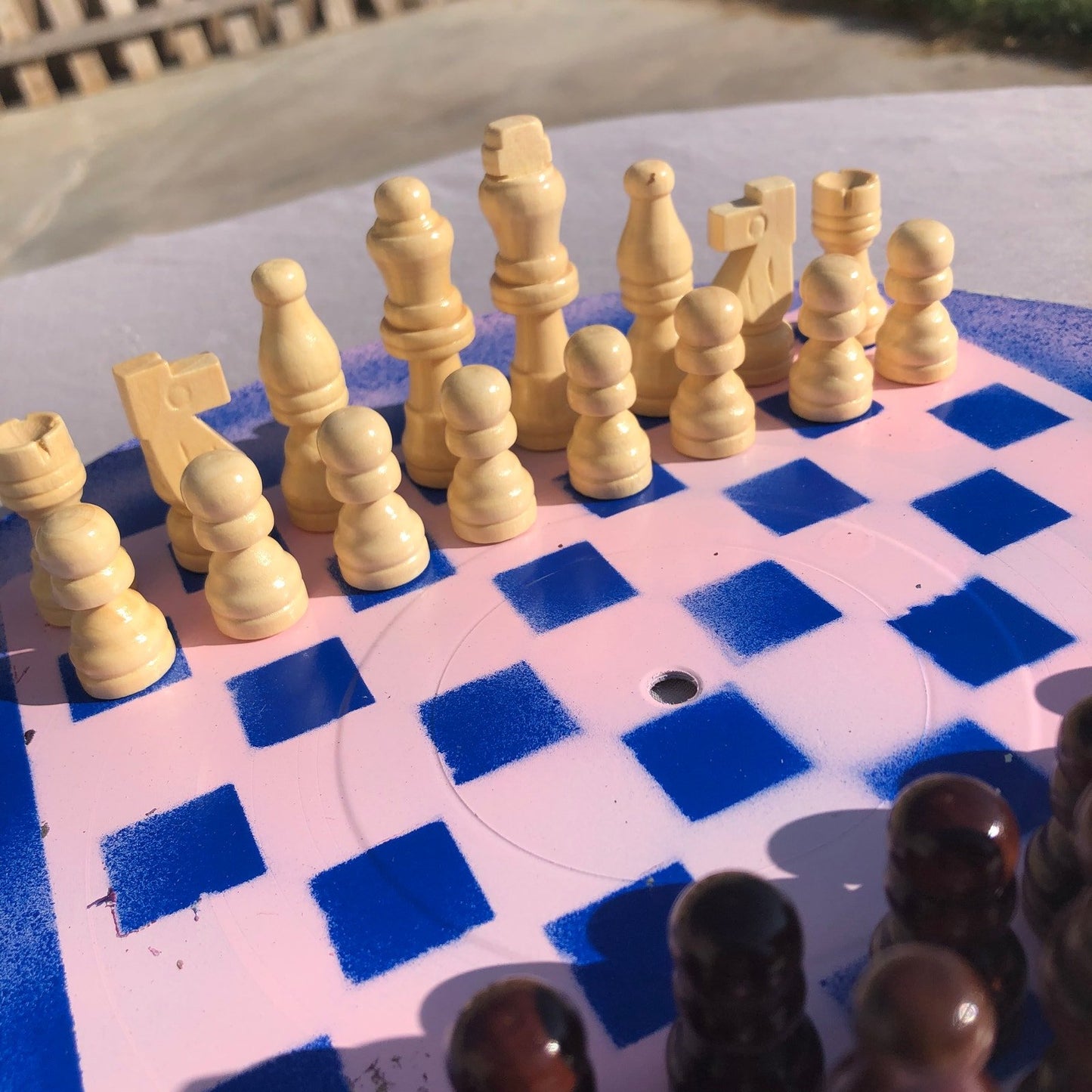 Vinyl Chess Set - Vintage Pink Blue