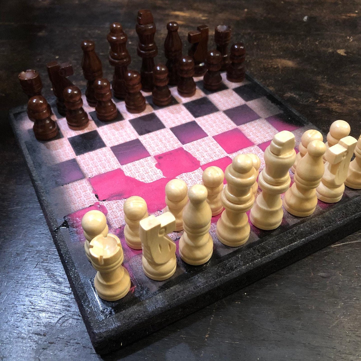 Scrapbook Chess Set - Hot Pink & Black